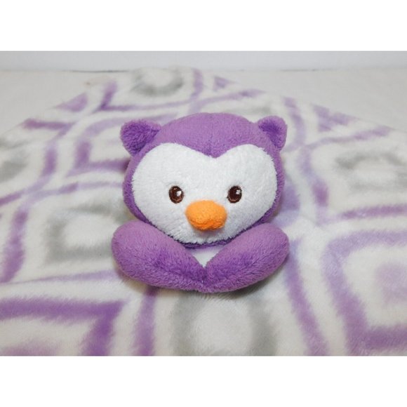 Babys First Nemcor Purple Gray Plush Owl Security Blanket Nunu Baby Lovey - Picture 2 of 6